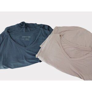 Latched Mama XS Double Layer Nursing T-Shirts Boyfriend V Neck Gray Pink